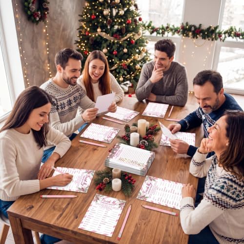 232 Pcs Christmas Trivia Party Games Set Include 207 Xmas Games Question Answer Paper Cards 25 Pencils for Festival Guessing Activity Party Supplies, 25 Players