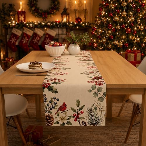 Christmas Decorations - Elegant Farmhouse Christmas Table Runner