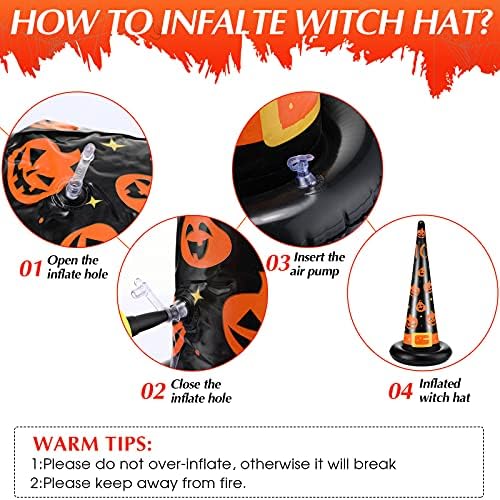 BBTO Halloween Toss Game Set, Inflatable Witch Hat Ring Toss Game for Teens
