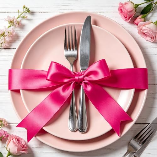 1In 30Yards Rose Red Fabric Ribbon for Flower Bouquet Valentine's Wedding