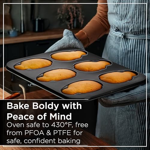 Wrenbury Large Skull Baking Pan - 6 Cup Metal Muffin Tin for Pizza Cupcakes