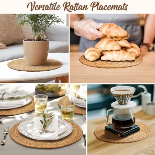 BAVIFY 12" Round Woven Placemats Set of 10, Plate Chargers for Dining Table