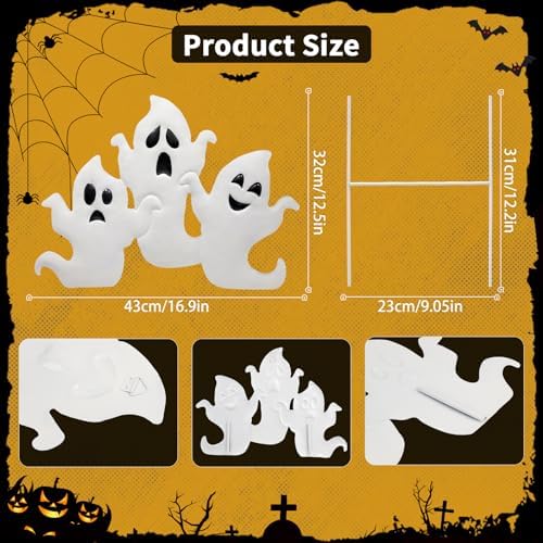YiYa Halloween Garden Decorations Metal Halloween Ghost Yard Signs with Stake Metal Ghost Stakes with Glow in The Dark for Outdoor Lawn Decor Yard Garden Decor