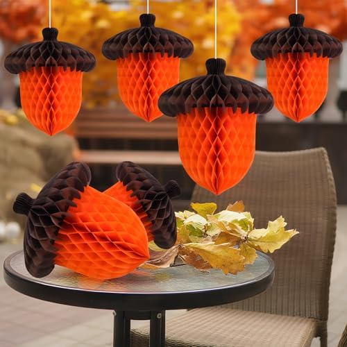 Fall Acorn Honeycomb Ball Decorations, 12in+8in