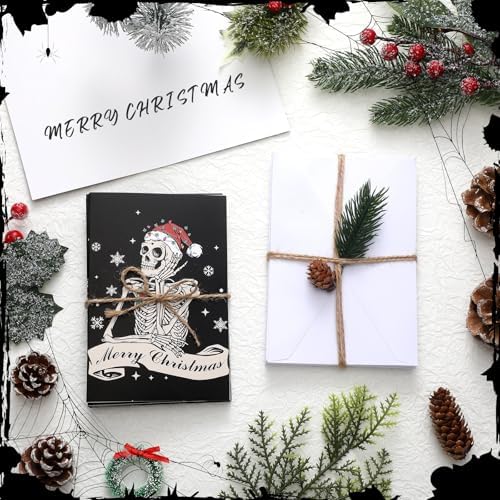 Motiskyy 24 Kit Skeleton Christmas Cards with Envelopes Kit Bulk