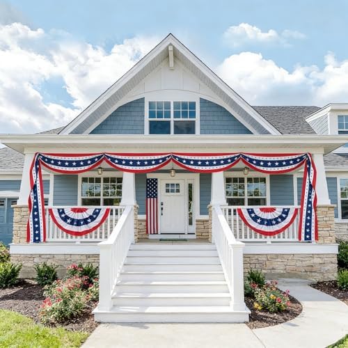USA Bunting Flag 4th of July Red White Blue American Patriotic Independence Day and Memorial Days Decorations