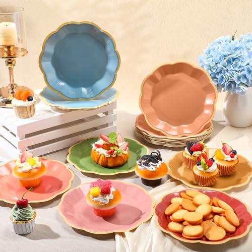 72 Pcs Floral Paper Plates 9 Inch Disposable, Fall