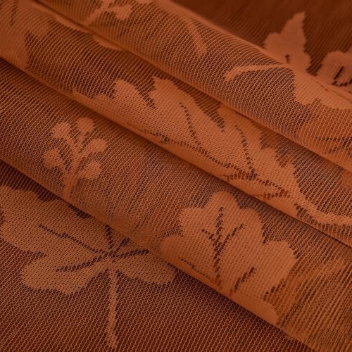 Artoid Mode Lace Jacquard Maple Leaf Fall Table Runner, Seasonal Thanksgiving Orange Kitchen Dining Table Decoration for Home Party Decor 13x72 Inch