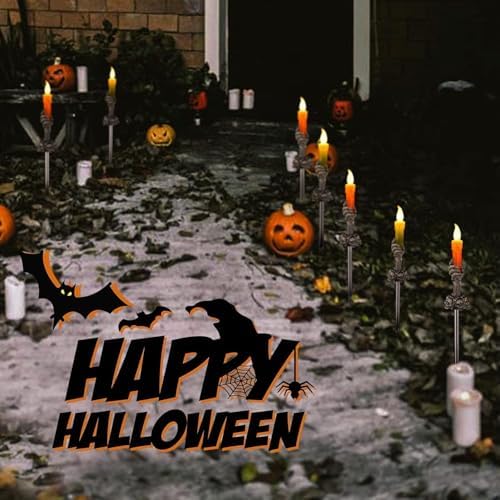 Halloween Decorations Outdoor, Solar Skull Pathway Lights