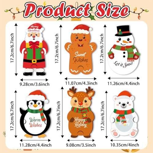 HEYINSHEN 12 Sets Xmas Gifts Card Holders with Envelopes Snowman Santa Gingerbread Man Money and Gift Card Sleeves Christmas Cash Holders Cute Cartoon Xmas Cash Gifts Holders Xmas Party Supplies