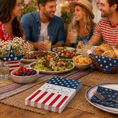 Patriotic 4th July Star Paper Napkins 100pcs