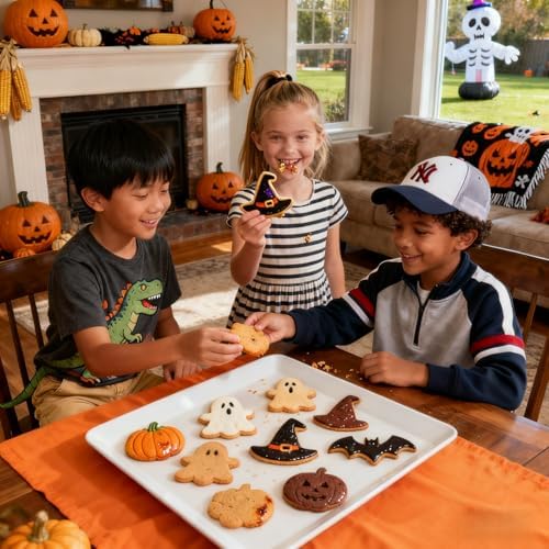 6Sets Mini Halloween Cookie Cutters 6 Different Designs: Pumpkin, Ghost, Hat, Candy, Bat, Skull Cookie Cutters for Kids, Pet Snacks, Fondant