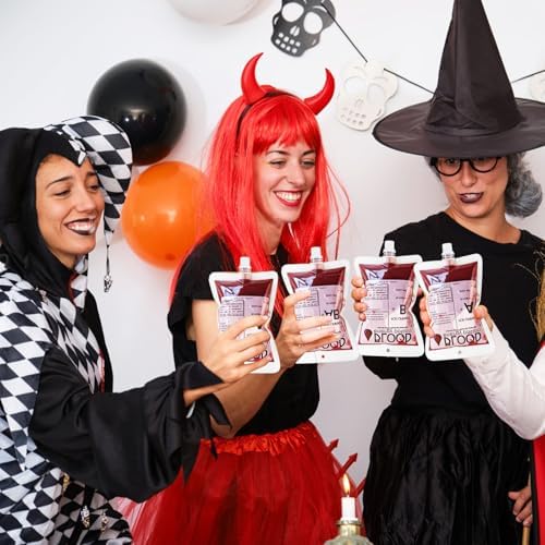 40 Pack Blood Bags for Drinks,8.5oz Halloween Decoration Drink Container,Reusable Food Grade Drink Pouches with Funnel,Nurse Party Decorations Halloween Party Favors