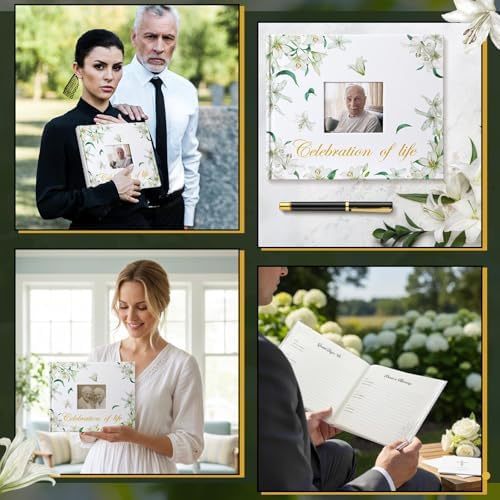Patelai Funeral Guest Book with Pen, White Flower