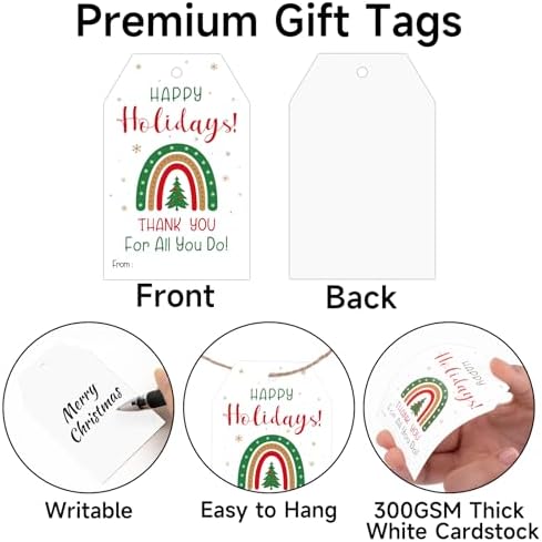 joycraft 50Pcs Christmas Tags with String, Happy Holiday Gift Tags