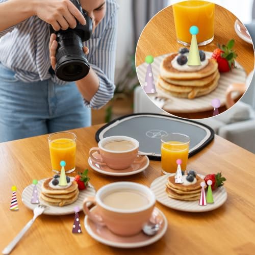12 Pcs Mini Happy Birthday Hat Cupcake Toppers for Animal Figure