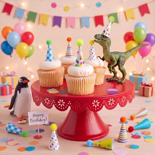 12 Pcs Mini Happy Birthday Hat Cupcake Toppers for Animal Figure