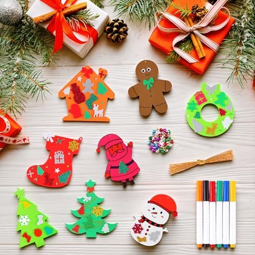 Max Fun Christmas Crafts for Kids Toddlers, 350Pcs Foam Ornaments DIY Christmas Arts and Crafts Kits Bulk Stickers Set, Xmas Tree Snowman Christmas Decorations Crafts Party Favors Supplies