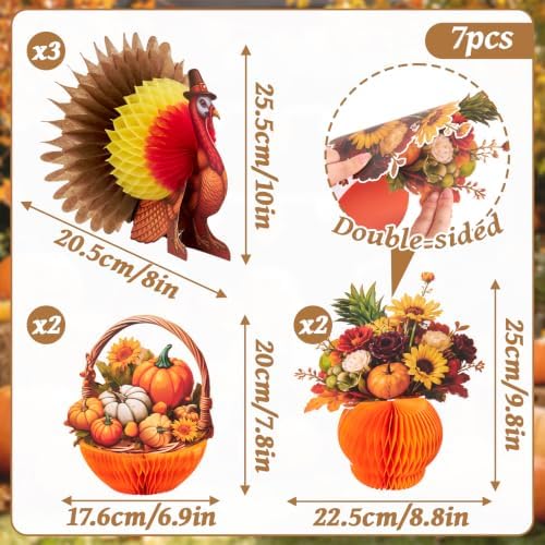 Thanksgiving Honeycomb Centerpieces 3D Turkey Pumpkin Fall Party Table Decor