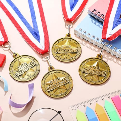 20 Pcs 2'' Awards Medals Bulk Winner Medals with Neck Ribbons Metal Trophy Award Prize Gift for Tournaments, Competitions, Party, Kids and Adults