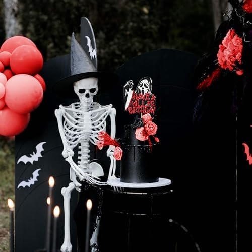 1 PCS Have a Killer Birthday Cake Topper Assembled Glitter Horror Classic Halloween Cake Pick for Bloody Horror Movie Theme Birthday Halloween Party Cake Decorations Supplies