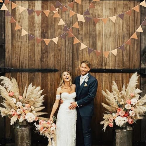 Brown Party Decorations Ombre Brown Felt Hanging Triangle Mini Bunting Pennant Banner Flag for Birthday Wedding Shower Neutral Boho Woodland Safari Western Party Decor Supplies