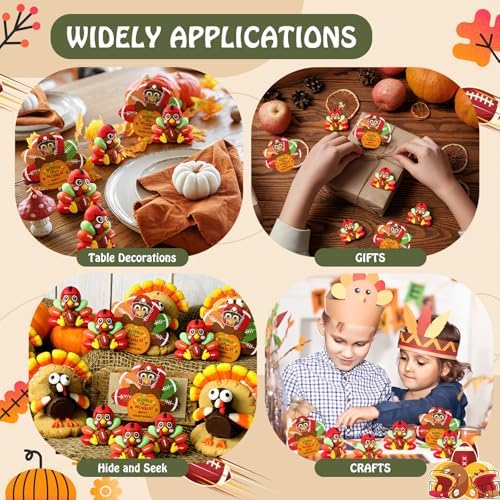 Sotiff 48 Sets Thanksgiving Football Turkey Figurines 3D Miniature Toys