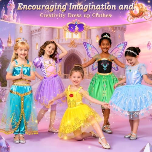 Princess Costumes for Girls, Princess Dress up Clothes for Girl 4-6