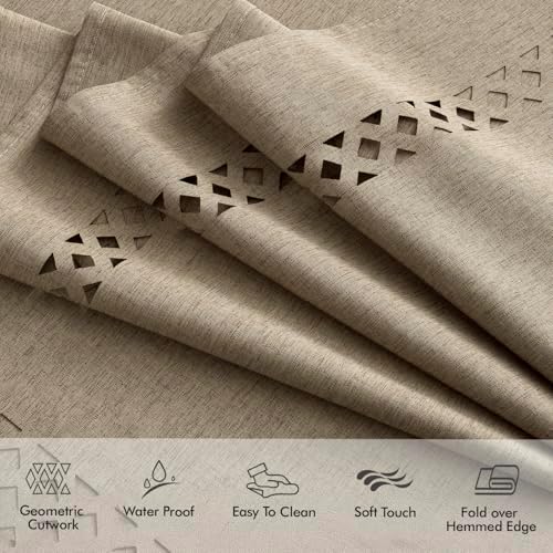 MIULEE Khaki Rectangle Tablecloth with Decorative Cutouts 52x70 Inch
