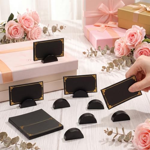 Colingmill 24 Pcs Wooden Table Number Stands with Tented Cards,Black