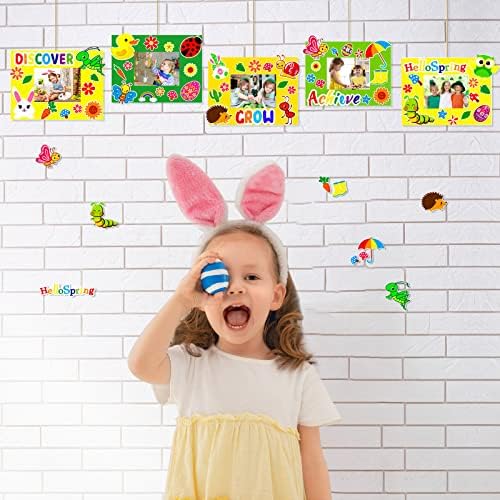chiazllta 30 Packs Picture Frame Crafts DIY Stickers Flower Butterfly Spring Summer Craft Kits for Kids Bulk Art Craft Party Favors Home Back to School Classroom Activities Bulletin Board Decorations