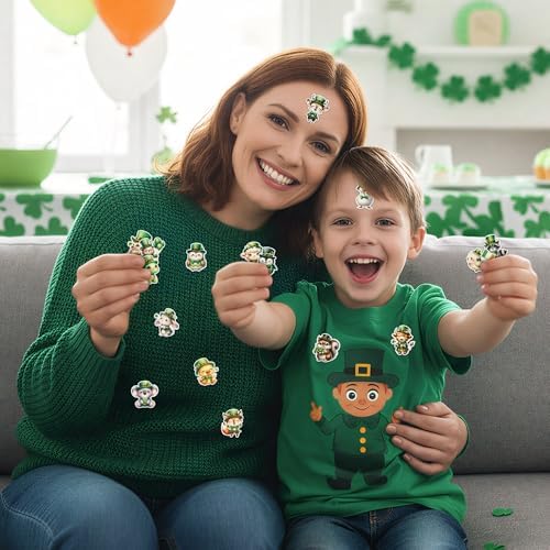 H1vojoxo St. Patrick's Day Sticker Rolls - 1000PCS Shamrock Irish Cute Cartoon Stickers for Kids 16 Design St. Patrick's Cute Animal Sticker for Craft St. Patrick Cartoon Animal Stickers for Envelope