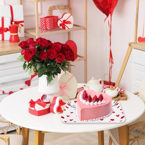 JarThenaAMCS 3Pcs Valentine' s Day Serving Trays Reusable Serving Dishes Red Heart Love Letter Platter for Wedding Party Sharing Snacks Fruits Dessert, 13 x 10 Inch