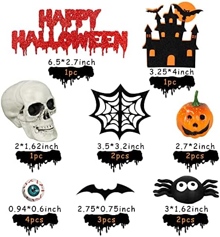 Halloween Cake Toppers Eyeballs Skull Head Spider Cake Decorations Castle Happy Halloween Cake Toppers for Trick-or-Treat Birthday Supplies (Eyeballs)