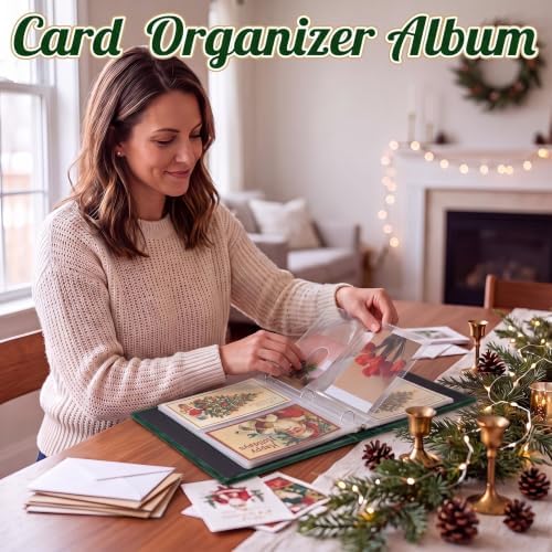 Spiareal Greeting Card Binder Album 6x8,Green,Vertical Two-panel Layout