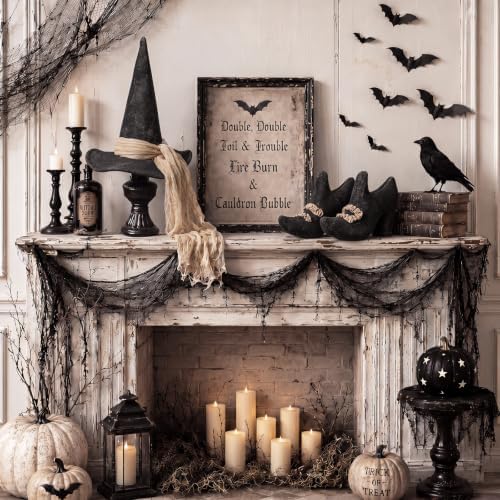 Chicingyou 2 Pcs Vintage Halloween Witch Hat Witch Shoes Table Centerpiece