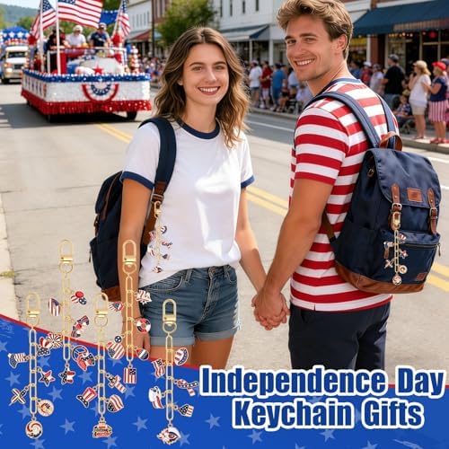 AUGSUN 189 Pcs 4th of July Keychain Making Kit Patriotic DIY Keychain Craft