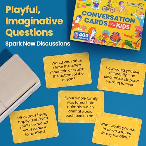 Prompta 400 Conversation Cards for Kids 5-13 - Family Dinner and Road Trips