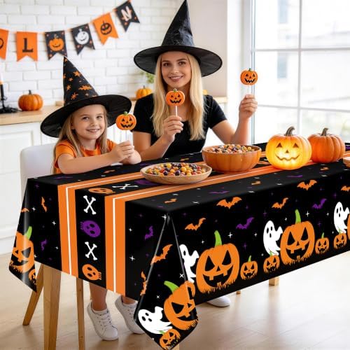 Childom 3 Pack Halloween Tablecloth for Rectangle Table,Halloween Decor