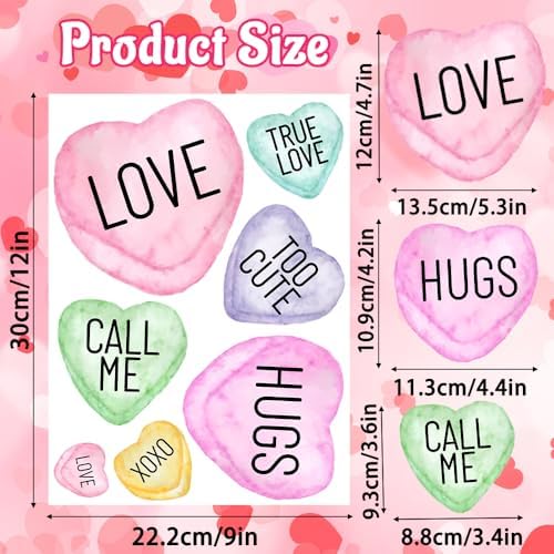DIYDEC 8 Sheets Valentines Window Clings Double-Sided Pink Purple Blue Valentines Window Stickers Love Heart Window Decals for Home Wedding Anniversary Party Store Glass Holiday Decoration