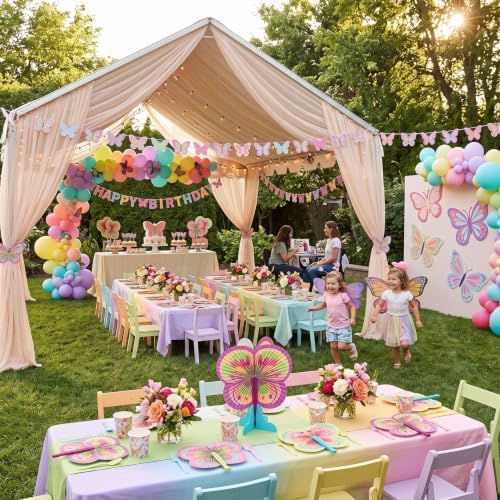 24 Pack Bright Butterfly Folding Fans, Colorful Butterfly-Shaped Paper Hand Fans for Birthday Parties, Tea Parties & Quinceañeras | Bulk Handheld Fans for Kids & Favors