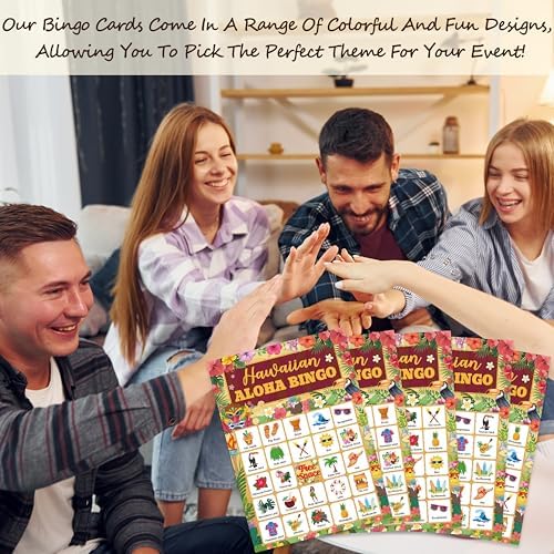 Hawaiian Aloha Bingo Game Cards For Adults, Summer Bingo Cards Game For Family Holidays Friends Gatherings, Ideal For Tropical Summer Luau Themed Party Game, 24 Players Birthday Party Favors, 010