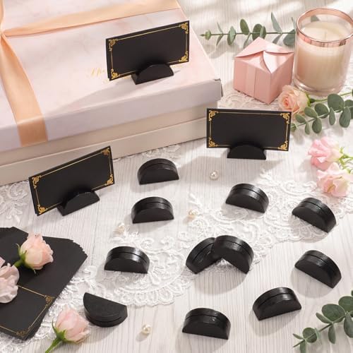 Colingmill 24 Pcs Wooden Table Number Stands with Tented Cards,Black