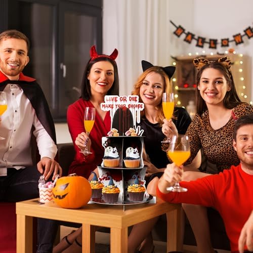 Haooryx Halloween Bloody Cupcake Stand Scary Bloody Cupcake Tower Cardboard