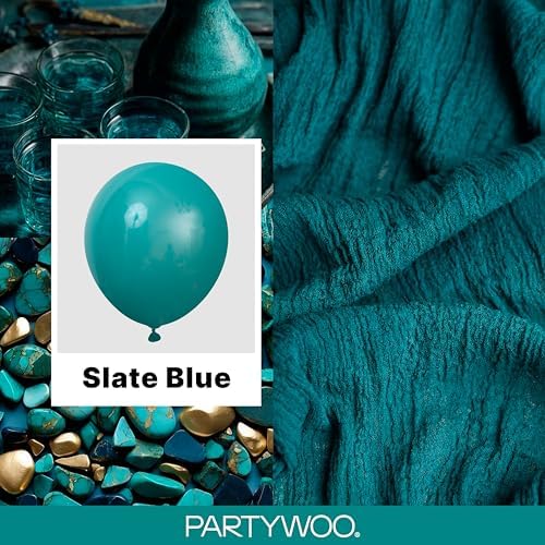 PartyWoo Slate Blue Balloons 140pcs Dusty Blue Boho Neutral Different Sizes