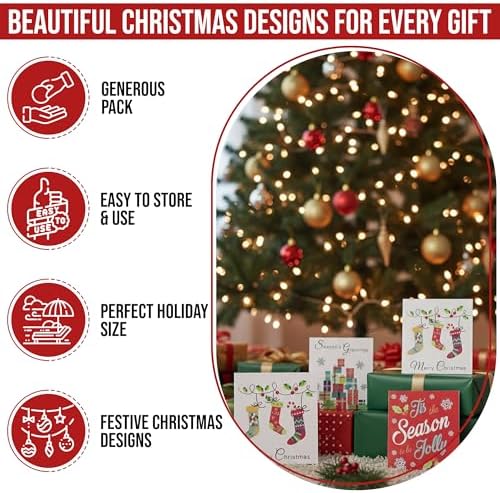 Iconikal Mini Christmas Cards 64-Pack with Envelopes 3x3