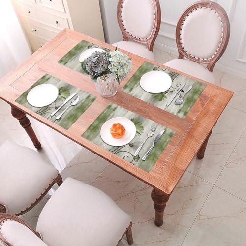 Floral Place mats Set of 6,12x18 Inches Rustic Sage Green Daisy Flower Decorative Placemats Rectangle Summer Green Floral Linen Table Mats for Party Home Kitchen,Dining Table Decoration