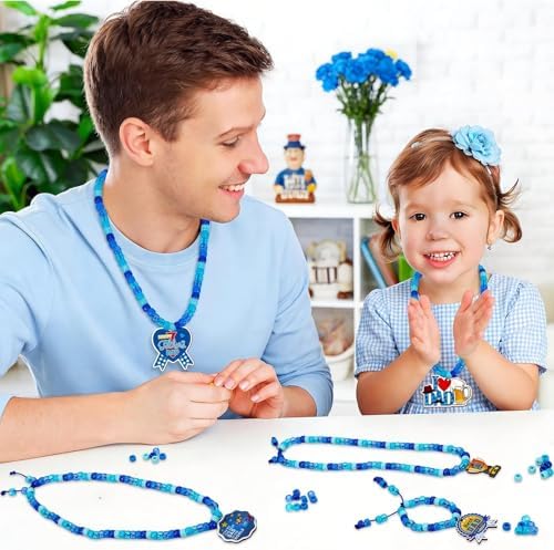 DTOFOOT 24 Set Fathers Day Crafts for Kids Bulk Beads Necklace Making Kit