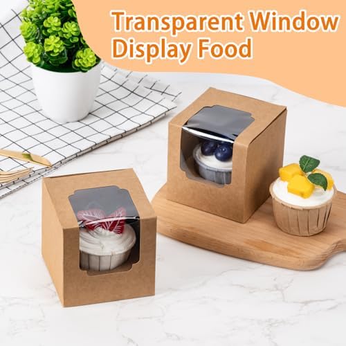 BOOMIBOO 75 Pack Individual Cupcake Containers, Cupcake Boxes with Window