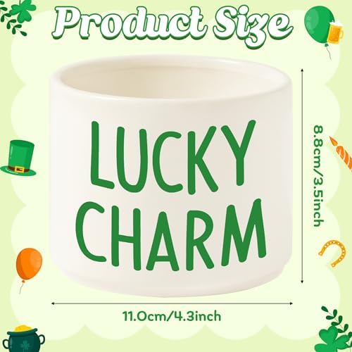 St Patrick’s Day Candy Dish - Mini Ceramic Candy Bowl Tiered Tray Decor, St. Patrick Snack Serving Bowl Party Favor Desktop Decoration for Home Kitchen Classroom (Lucky Charm)